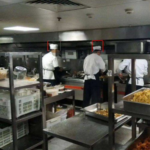 智慧食安监督系统厨师帽、口罩佩戴、人脸识别等ai算法后厨透明化