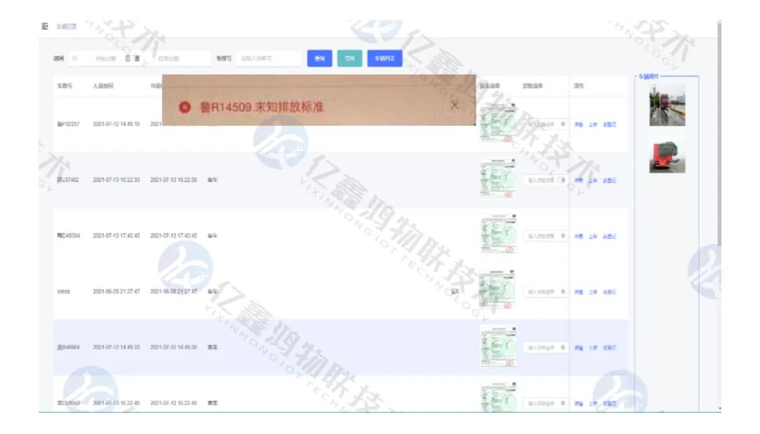 重点行业移动源电子台账环保门禁管控系统 重点用车单位门禁视频监控系统